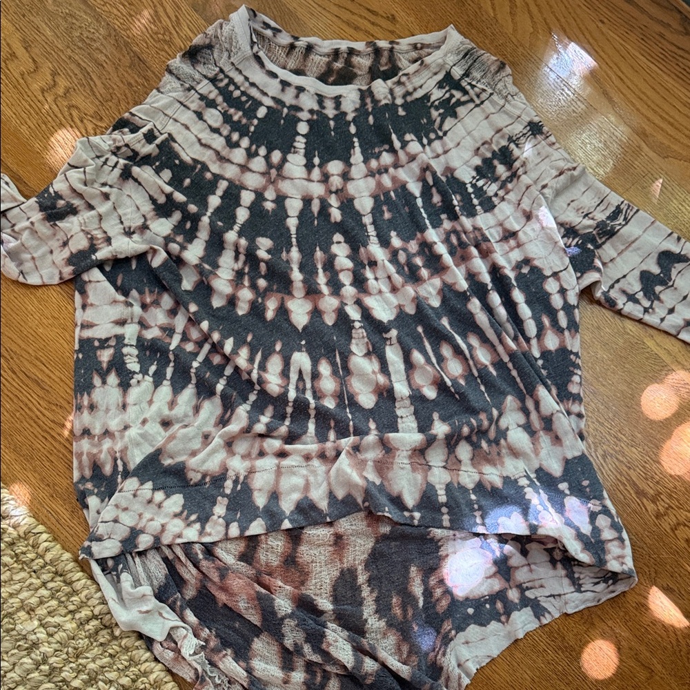 RAQUEL ALLEGRA Tie-Dye Long Sleeve Women’s Top - Black & Cream